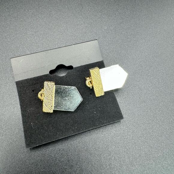 New Gold Tone Amber Acrylic Hook Wire Earrings - Picture 2 of 2